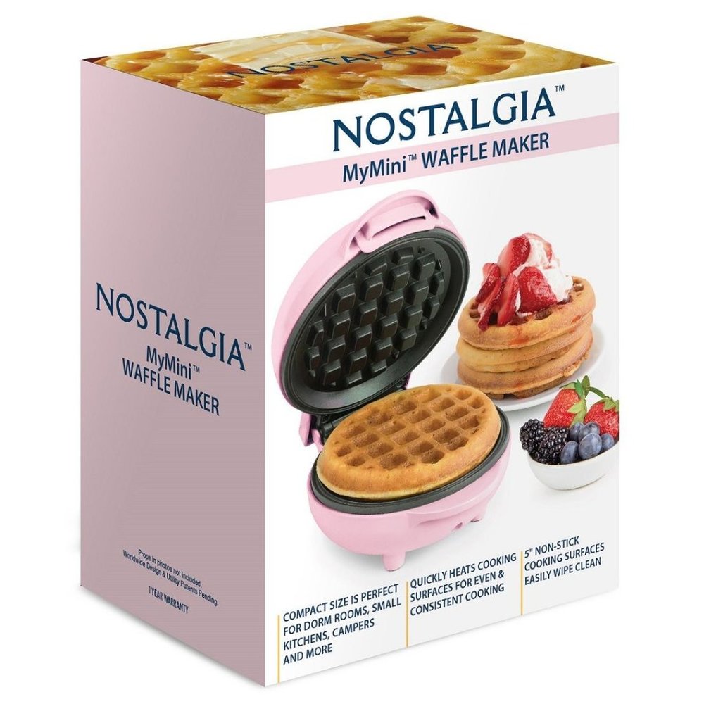 Waffle Maker Pink Nostalgia MyMini Personal Electric